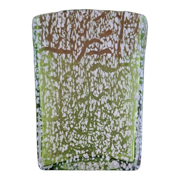 Mid Century Ice Bucket Crackle Art Glass Green Vase Mad Men Barware Vintage - Picture 6 of 10